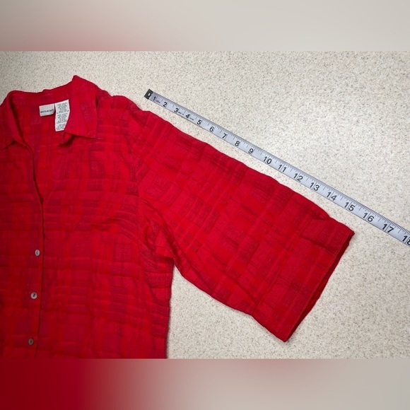 WHITE STAG 3/4 Sleeve Button Front Blouse Shirt Red Size XL - Picture 9 of 9